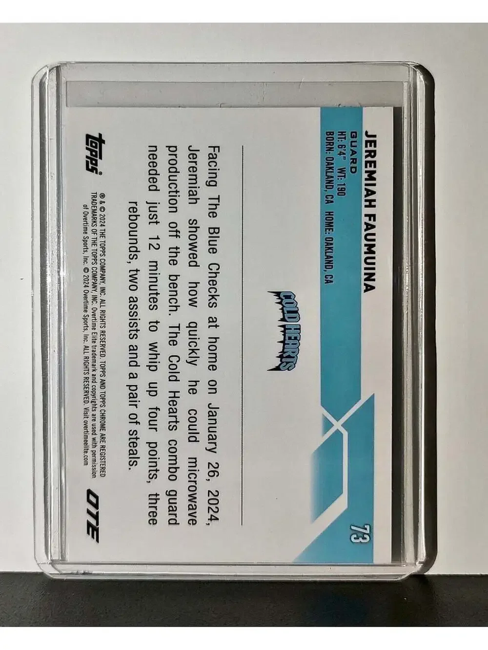Jeremiah Faummuina 2023-24 Topps Chrome Overtime Elite #73 OTE Refractor